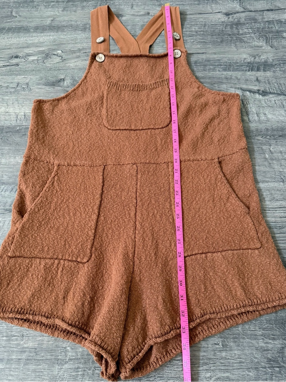 Bohme Womens Textured Knit Overall Romper Shortalls Size S Rust Brown Boho - Picture 7 of 8
